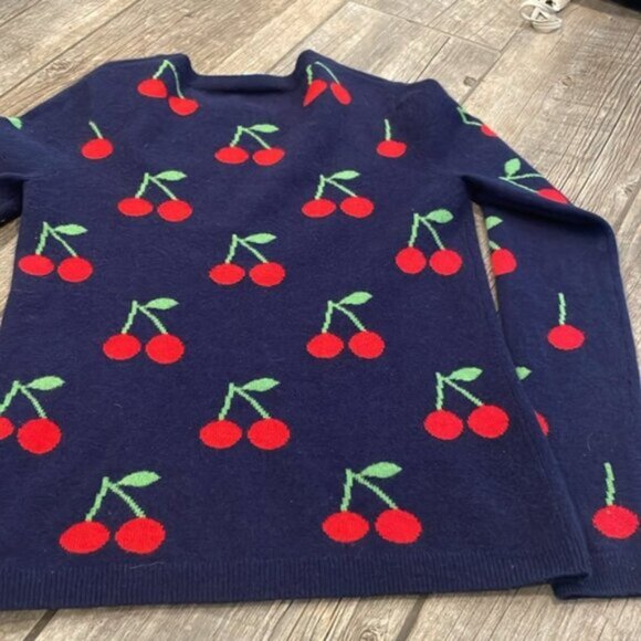Two Bees Cashmere Crew Neck Sweater with Cherry Print - Picture 4 of 4